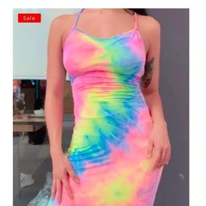 Wholesale plan bundle deal pink tie-dye dress